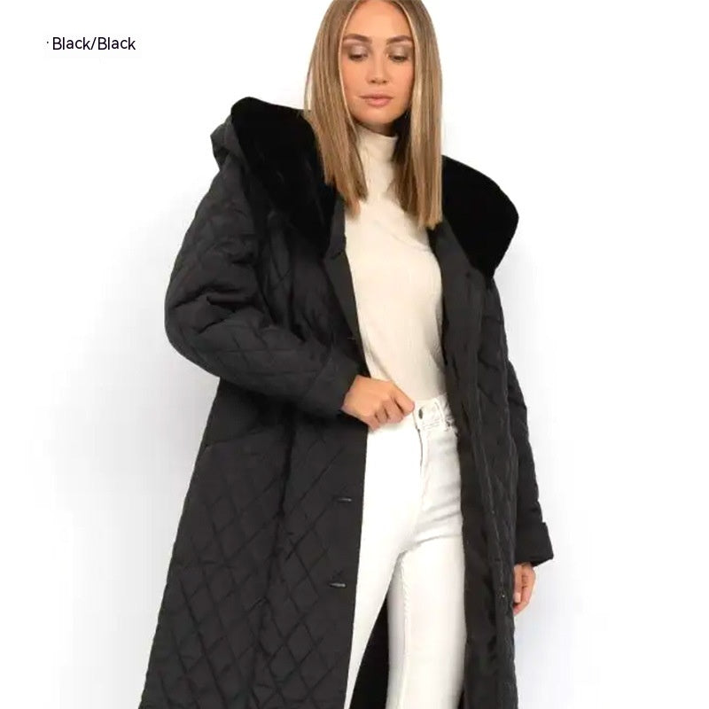 Parker Cotton-padded Jacket For Women Big Fur Collar Slim-fitting Cotton-padded Jacket