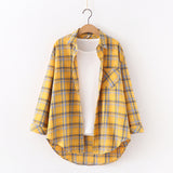 Plaid Shirt Women Loose Long Sleeve Blouses Cotton Flannel Casual Shirt Women