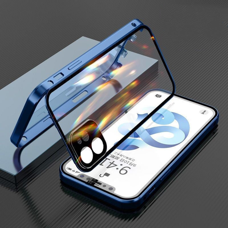 Double-Sided Glass Phone Case with Metal Frame - Snap-On Design