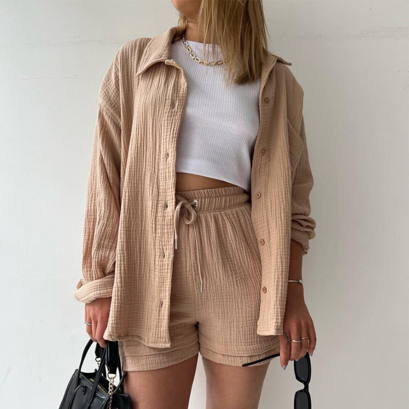 Long Sleeved Shirt Casual Two-piece Set