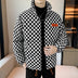 Down Cotton-padded Clothes Chessboard Stand Collar Men Thick Warm Jacket - Minihomy