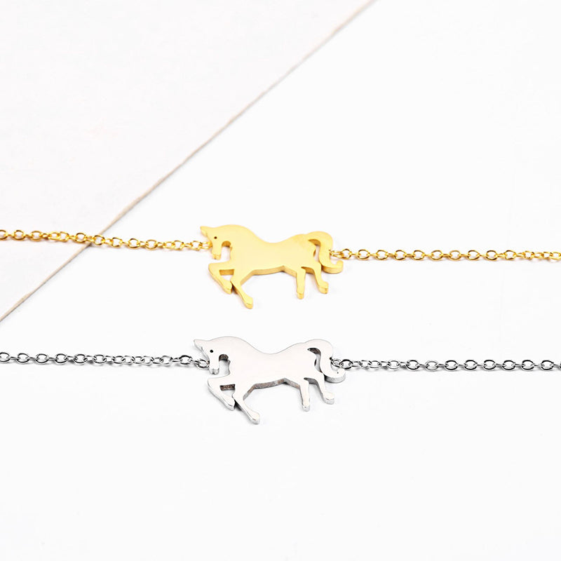 Gold Stainless Steel Unicorn Horse Charm Bracelet For Women - Minihomy