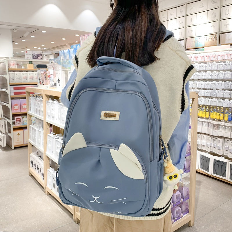 Japanese Cute Cat College Style Large Capacity Schoolbag - Minihomy