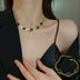 Boho Fashion Jewelry Green Stone Crystal Snake Chain Multilayer Necklace for Women - Minihomy