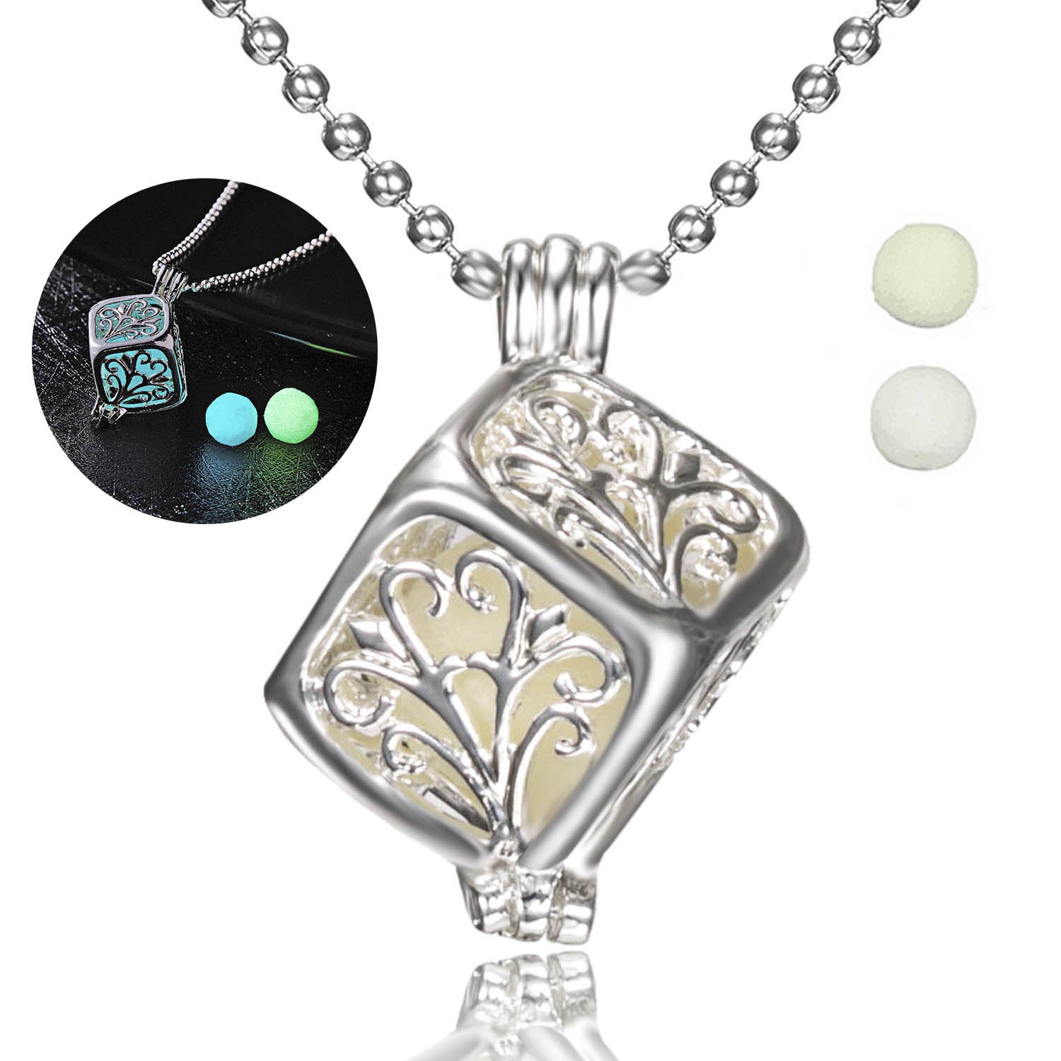 Glow In The Dark Necklace Moon Square Heart Necklaces For Women - Minihomy