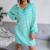 Ins Striped Sweater Dress V-neck Long Sleeve Dresses For Women - Minihomy