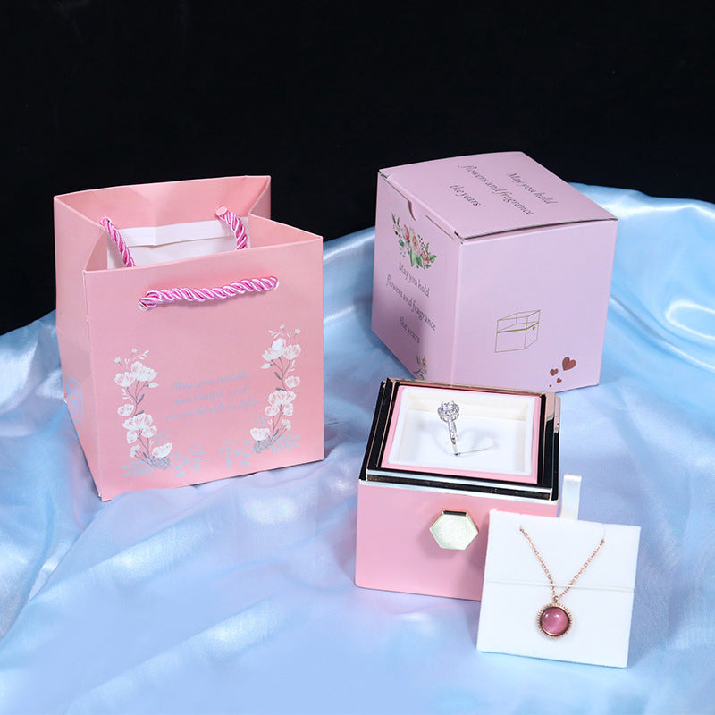 Rotating Soap Flower Rose Jewelry Packaging Box