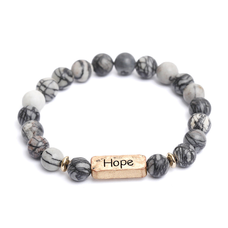 Natural Stone Engraved Hope Bracelet - Minihomy