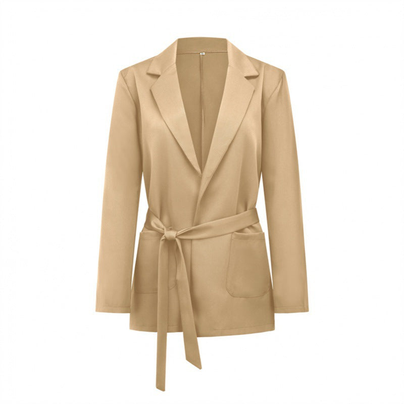 Women's Pure Color Tied Pocket Small Suit Jacket