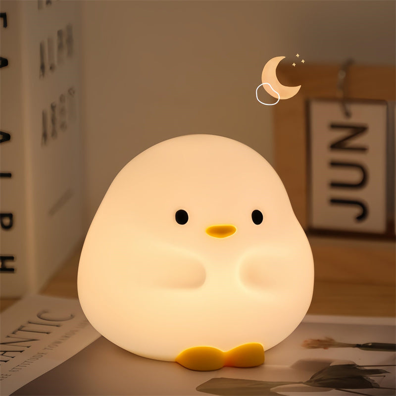 Cute Duck LED Night Light - USB Rechargeable Touch Sensor Bedside Lamp for Kids