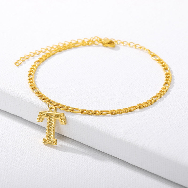 Initial Gold Letter Anklet Alphabet Pendants Jewelry - Minihomy