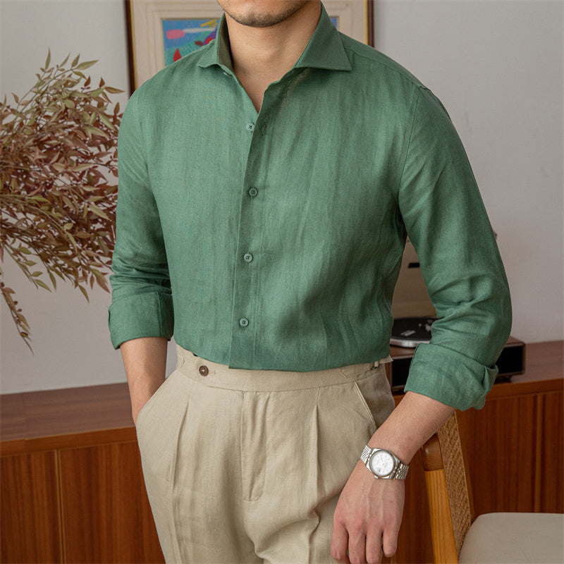 Thin Long Sleeve Shirt Breathable Linen