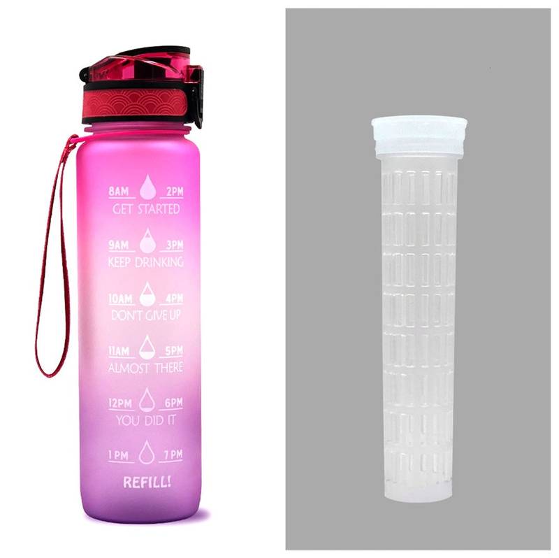 1L Tritan Water Bottle with Time Marker & Bounce Cover - Leakproof Bottle for Sports, Fitness, Cycling - Minihomy