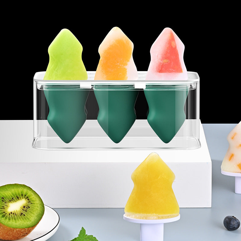 Summer Ice Cream Popsicle Molds - 6 Cube Silicone Ice Pop Maker Tray