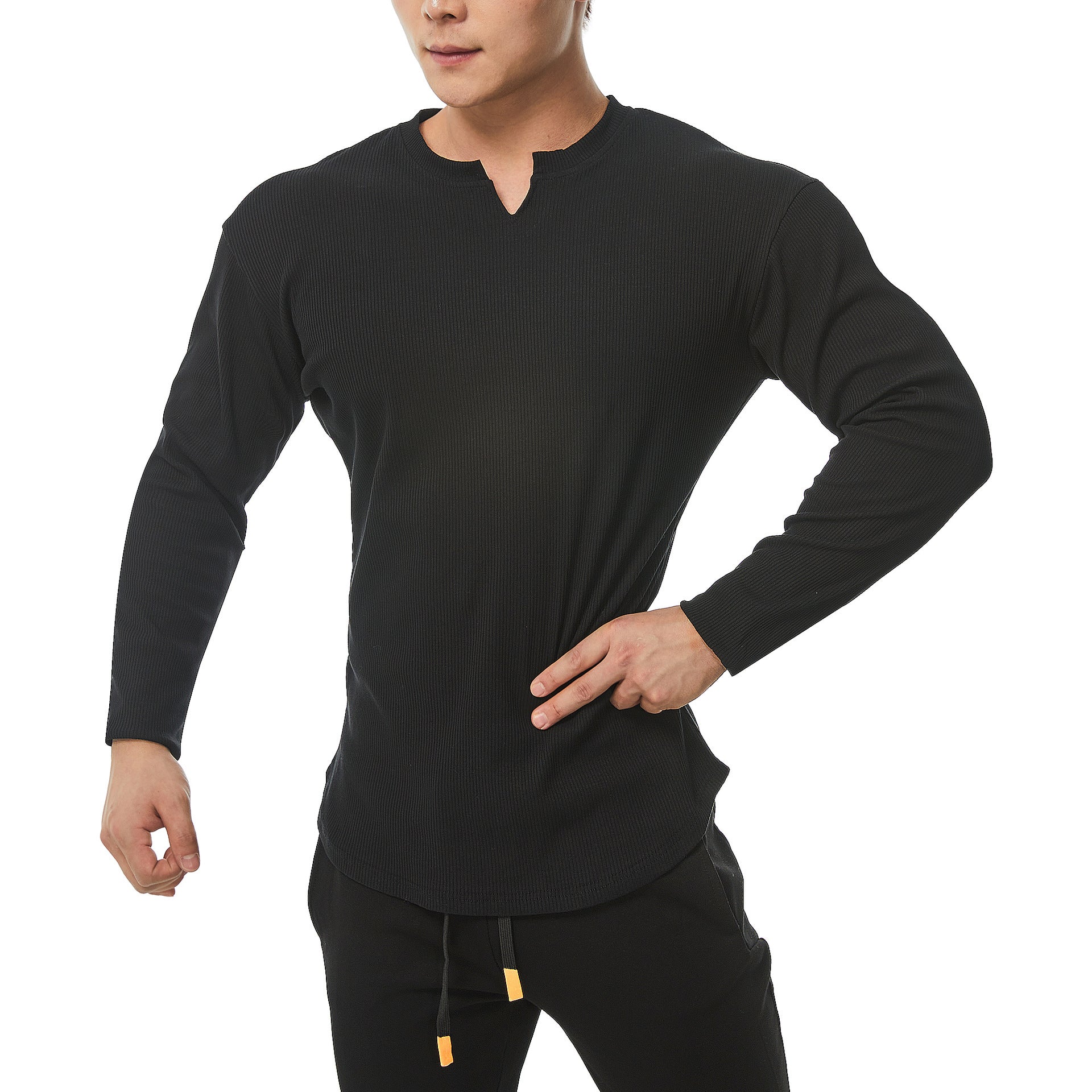 Autumn Men's Long-sleeved V-neck T-shirt