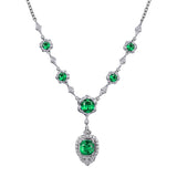 Noble Diamond Green Gem Evening Dress Chain Pendant Necklace Set
