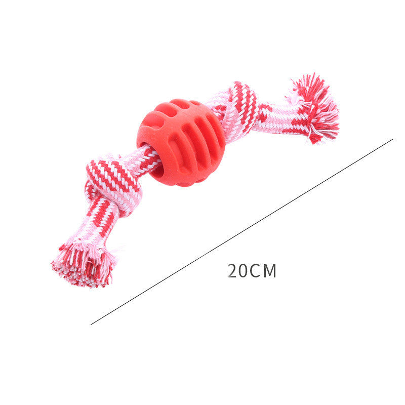 Dog Bite Resistant Teeth Cleaning Ball Toy - Double Knot Cotton Cord for Grinding & Cleaning Teeth