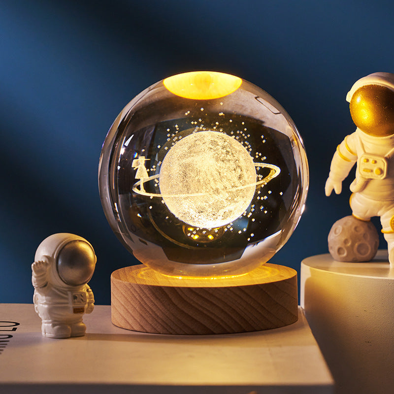 Moon & Planets Crystal Ball Night Light Projector - Creative Gift - Minihomy