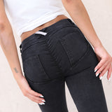 Knitted denim stretch peach hip jeans yoga pants