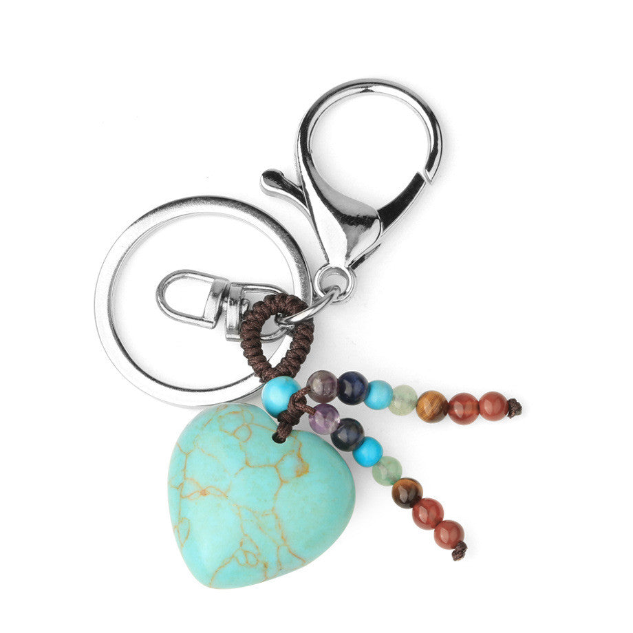 Love Natural Stone Crystal Keychain