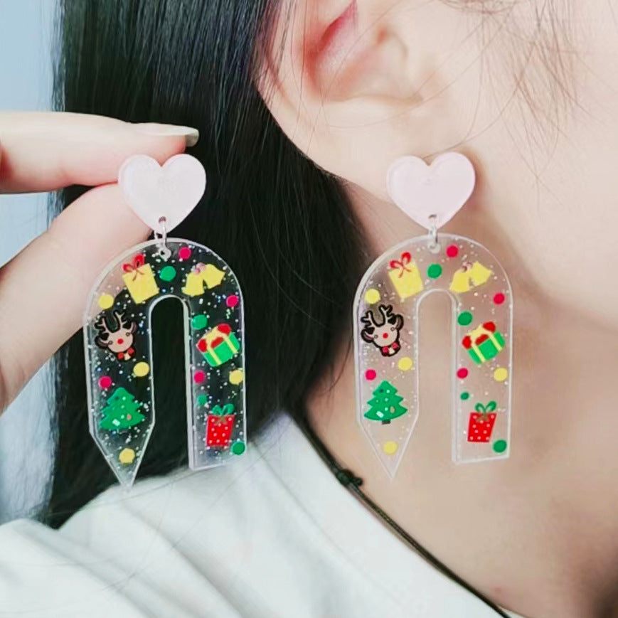 Christmas Ear Stud Elk Snowflake Crutch - Minihomy