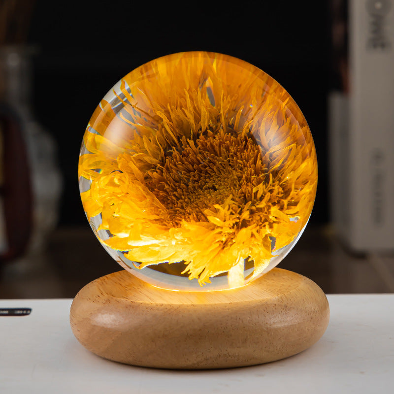 LED Night Light Flower Crystal Ball - Serene Ambiance for Bedroom Decor