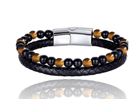 6mm Volcanic Natural Stone Tigereye Beaded Bracelet Men - Minihomy