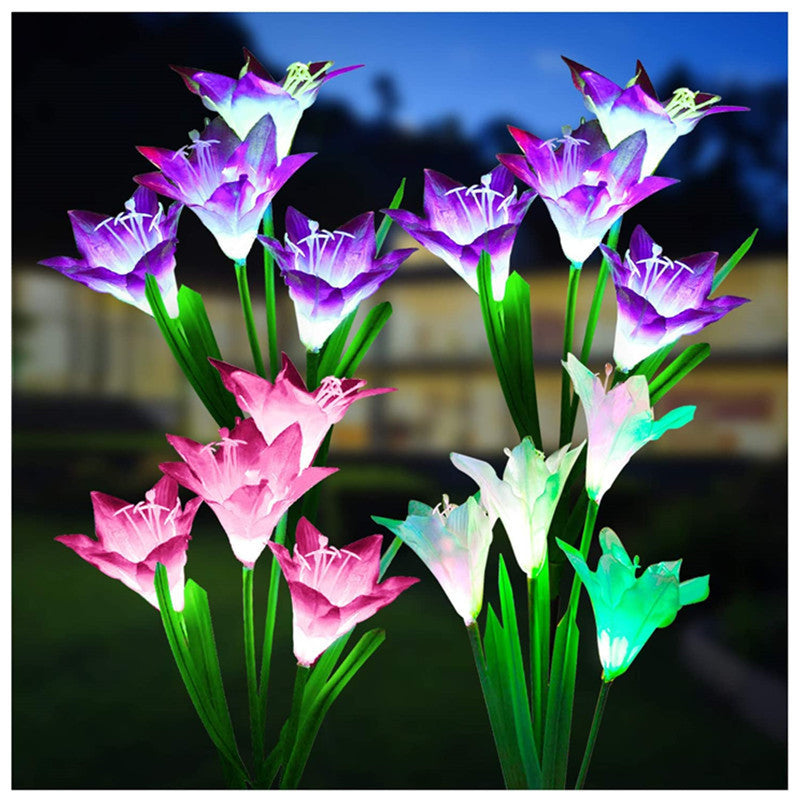 Solar Lily Flower Lights - LED Garden Lights, Waterproof Lawn & Landscape Decor