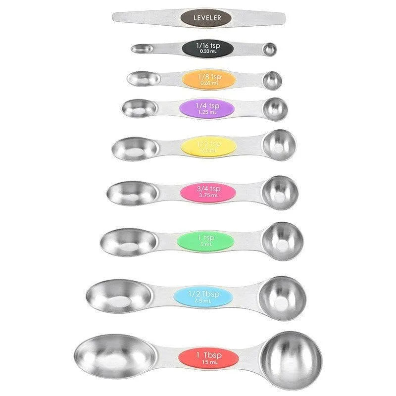 Kitchen Stainless Steel Magnetic Suction Double Head Measuring Spoon 8-piece Set