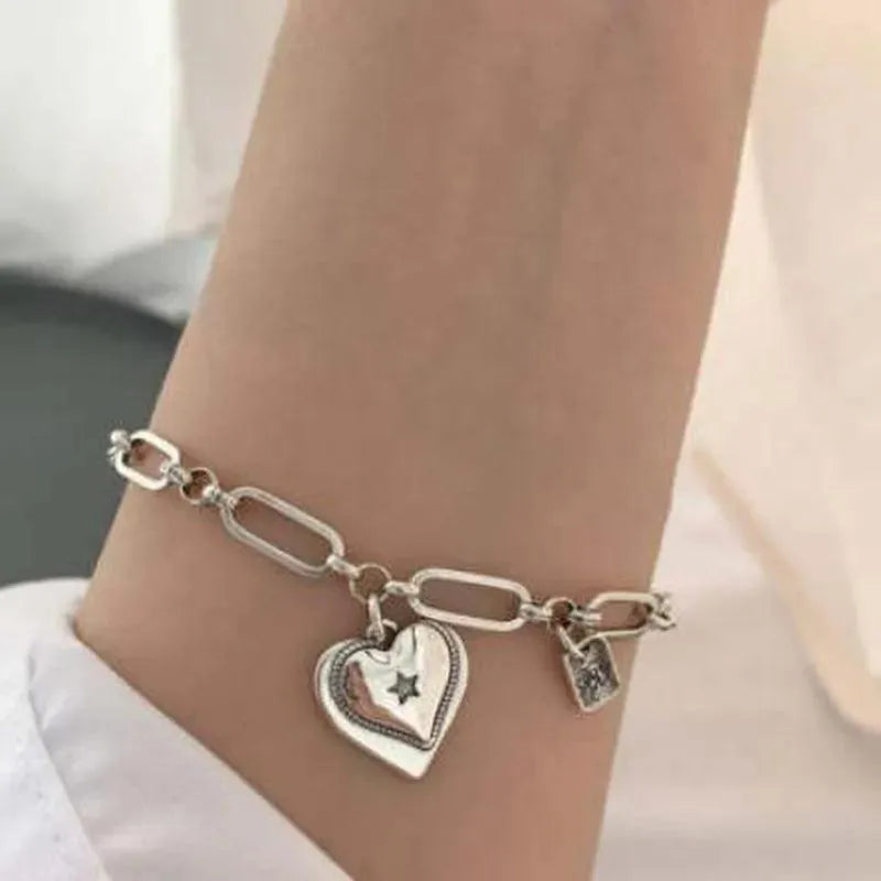 925 Loving Heart In Sterling Silver Bracelet For Women - Minihomy