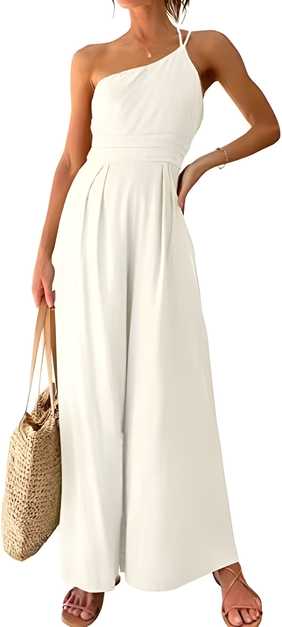 Solid Color Loose Wide-leg Cotton And Linen Jumpsuit