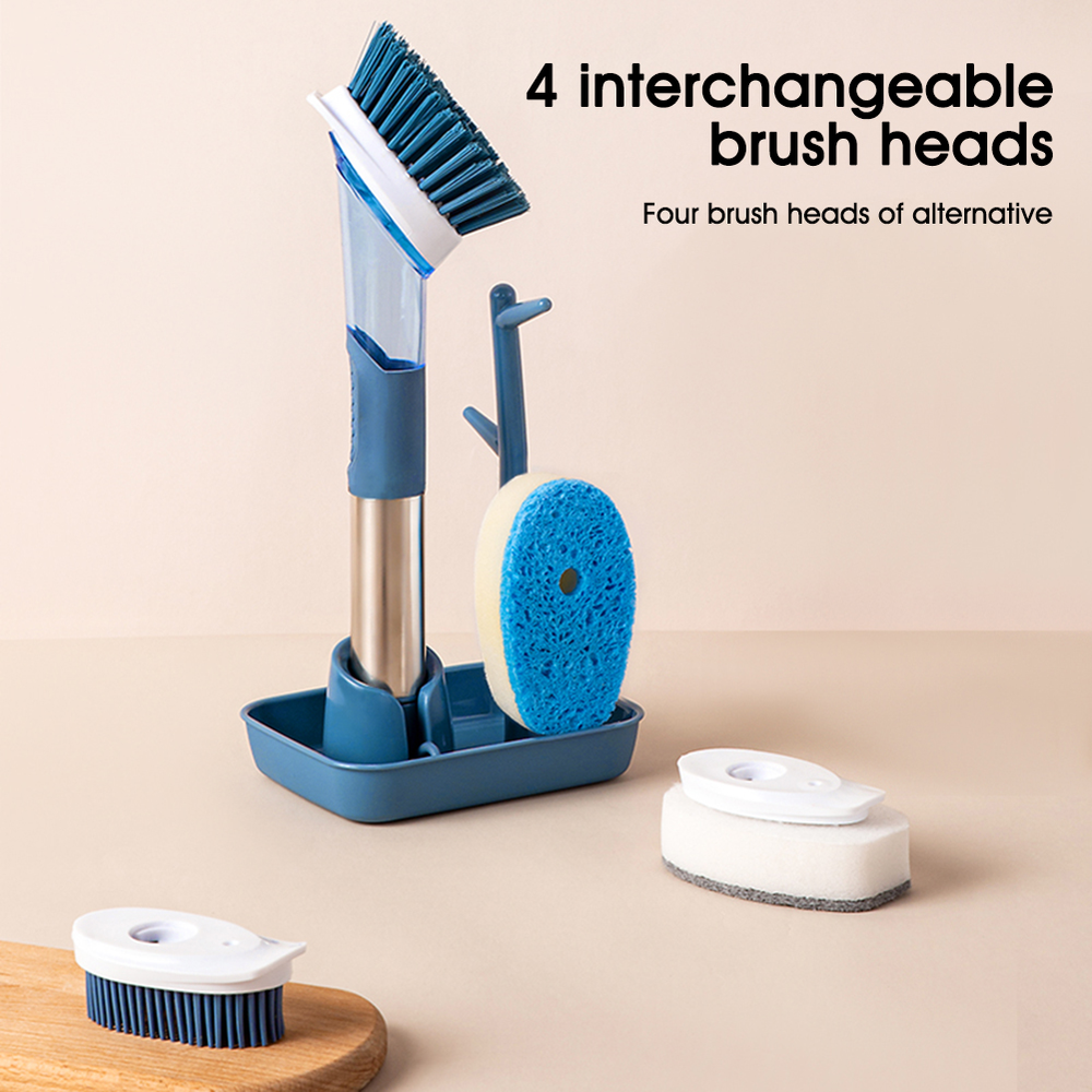 Multifunctional Dish Brush Household Kitchen Oily Sponge Long Handle Cleaning Brush - Minihomy