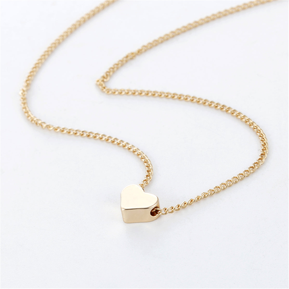 Simple Fashion Gold Color Double-sided Love Pendant Necklaces Clavicle Chains Necklace Women Jewelry Gift