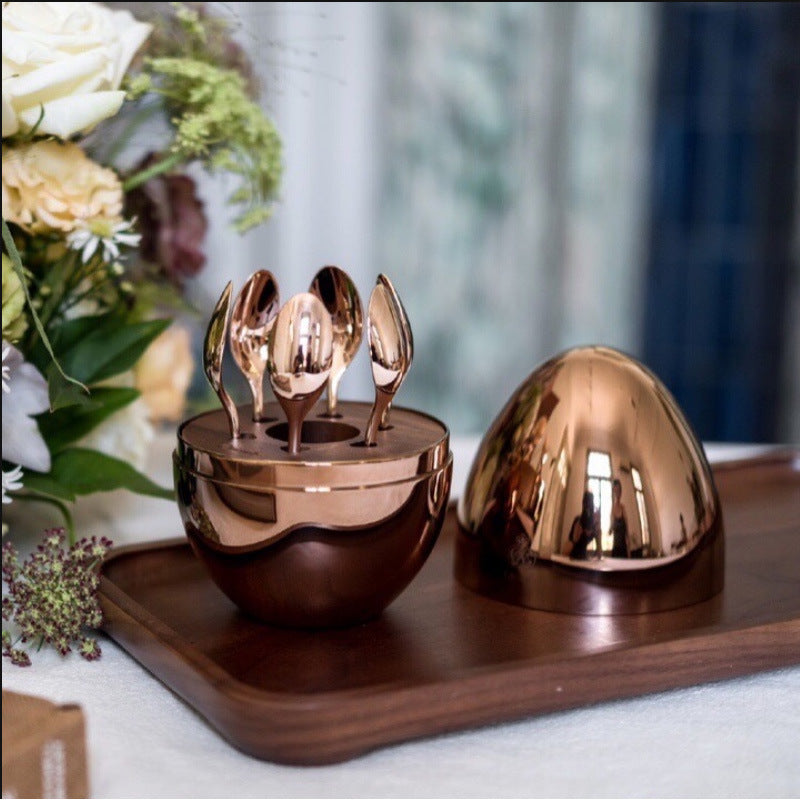 Stainless Steel Big Silver Egg Western Food Set