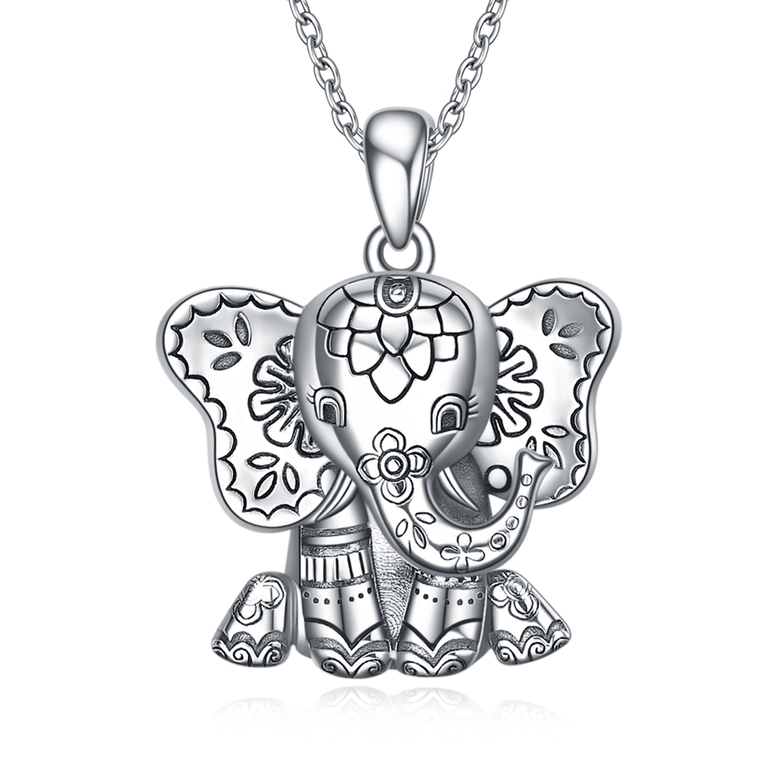 Sterling Silver Elephant Pendant Necklaces Lucky African Animal for Women Men Boy Girl