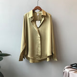 Summer Shirt Long Sleeve Satin Women's Vintage Street Silk Shirts