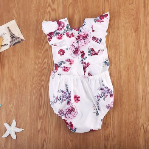 Floral Romper Girls Baby White Floral Baby Lace Embroidered One Piece