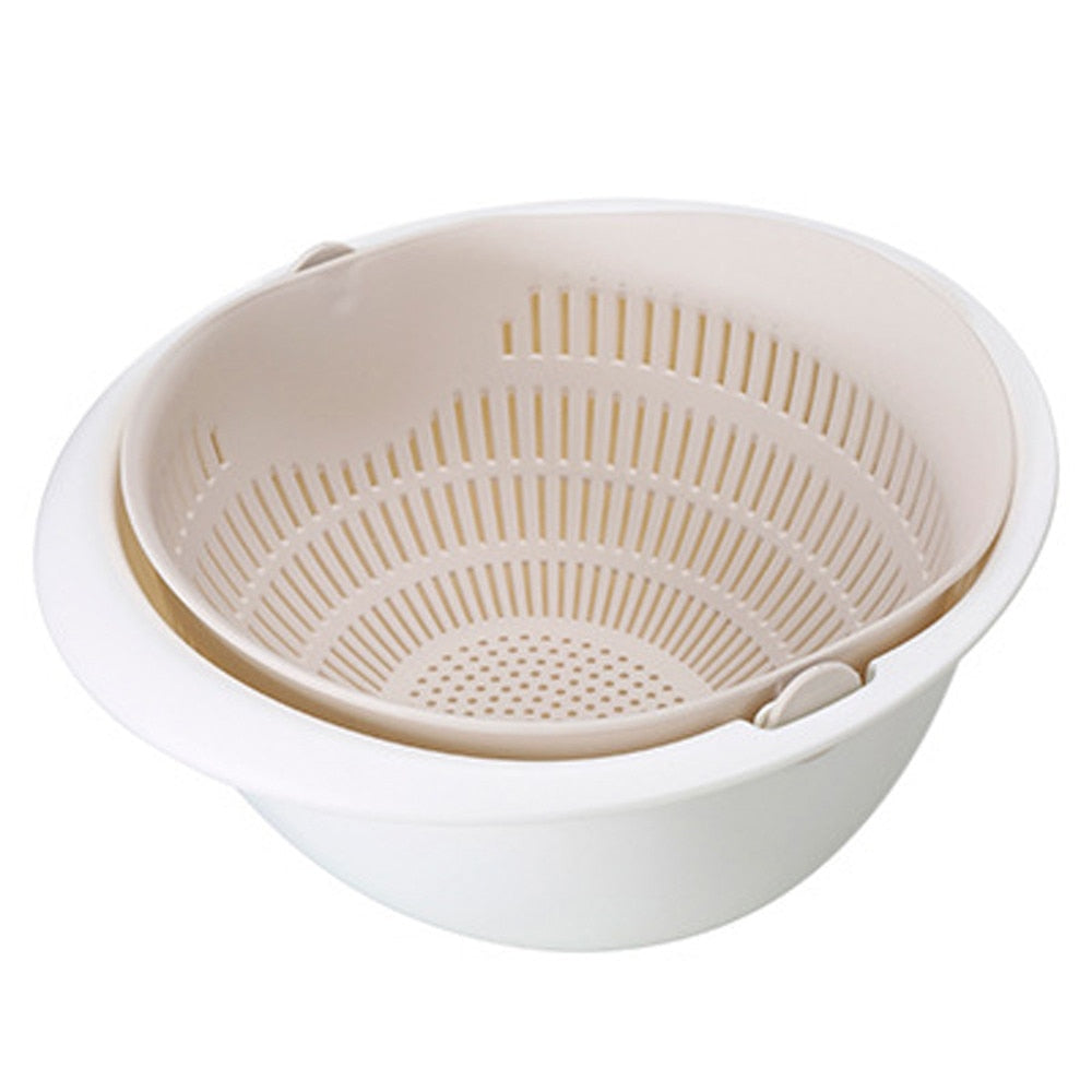 Portable detachable double-layer hollow fruit and vegetable cleaning drain basket Washed rice noodles - Minihomy