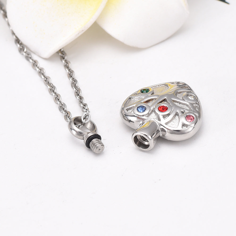 Heart-shaped diamond casket necklace pendant - Minihomy