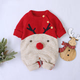 Boys and girls knitted cartoon deer romper Christmas sweater