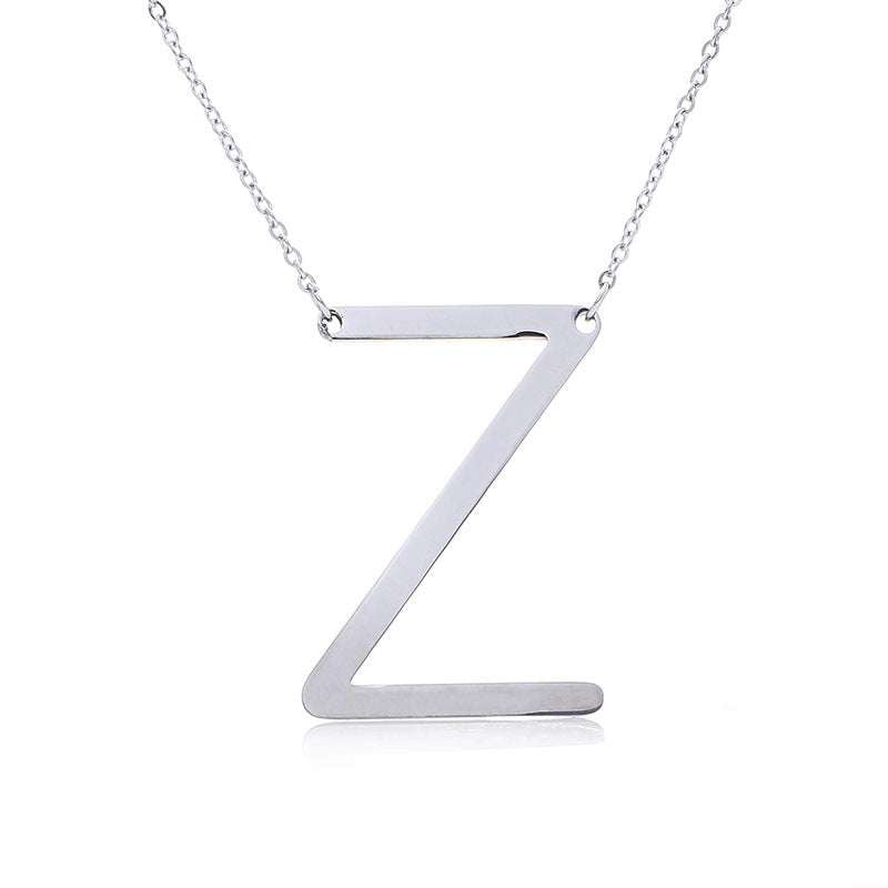 Fabulous Rose Gold Plated Stainless Steel Initial Letter Pendant Necklace - Minihomy