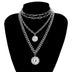 Multi-layered Necklace Medal Hip Hop Pendant Necklace