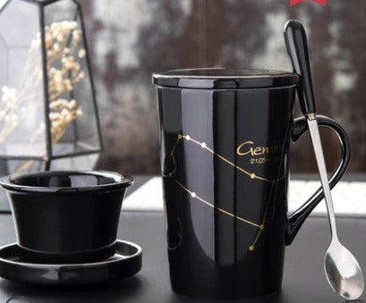 Creative cup ceramic with lid spoon tea cup filter - Minihomy