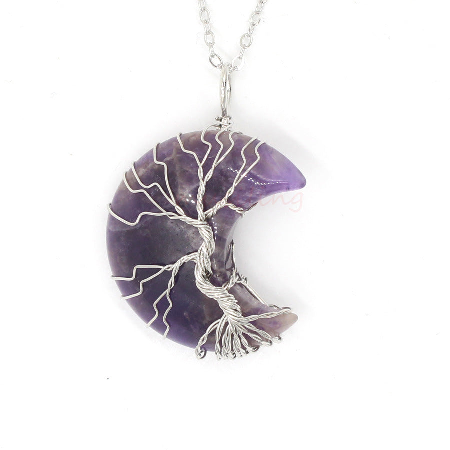 Natural Crystal Moon Pendant - Minihomy