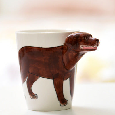 Festival gift Ceramic coffee milk tea mug 3D animal shape Hand painted Cow cup - Minihomy