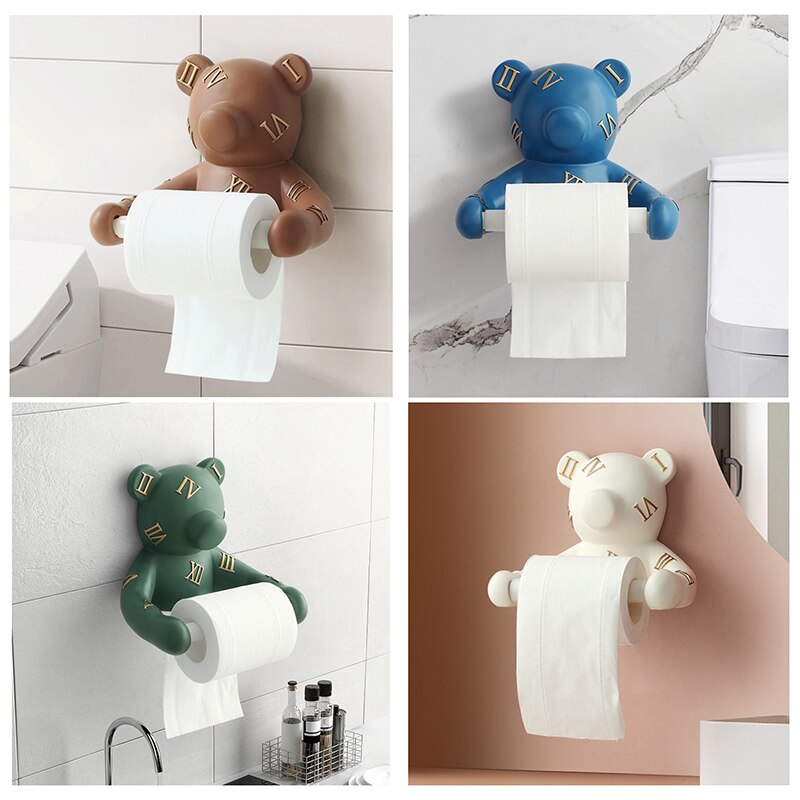 Bear Wall Tissue Box Holder Decor Head Animal State Tissue Roll Toilet Paper - Minihomy