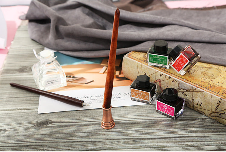 Pen and Ink Gift Box Wooden Dip Pen Set - Minihomy