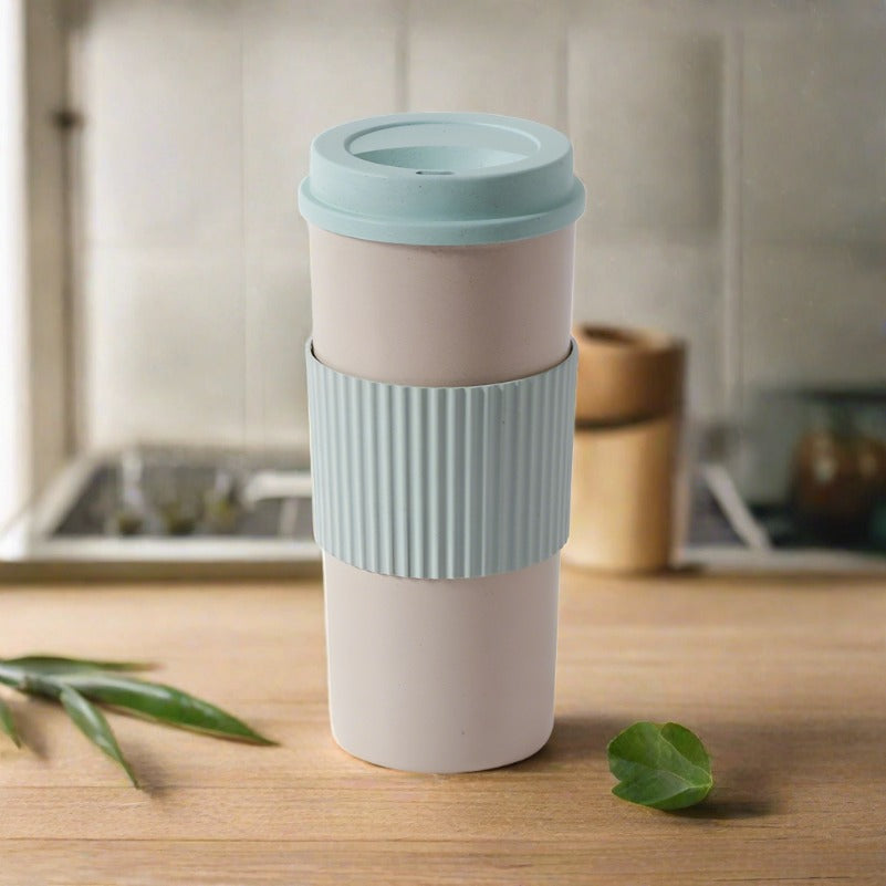 Reusable Wheat Straw Mug with Lid - Eco-Friendly Coffee Tea Cup