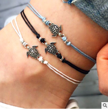 Wish Cross-border Vintage Wax Rope Turtle Anklet Bracelet