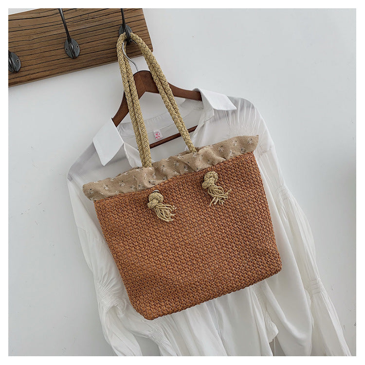 Woven tote bag Straw Knitting Designer Handbags For Women